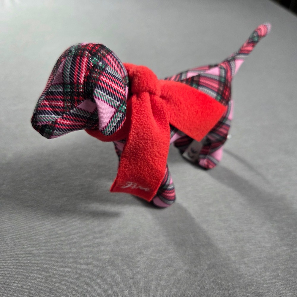 Victorias Secret PINK Plaid Dog Plush Holiday Collection Red Scarf Mascot